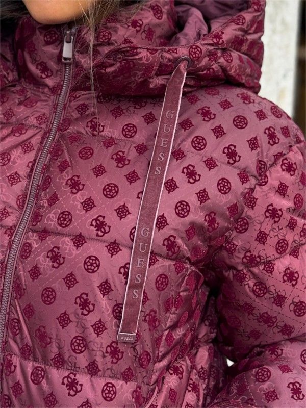 Guess - New Daisy Crop Logo Puffer - Rood
