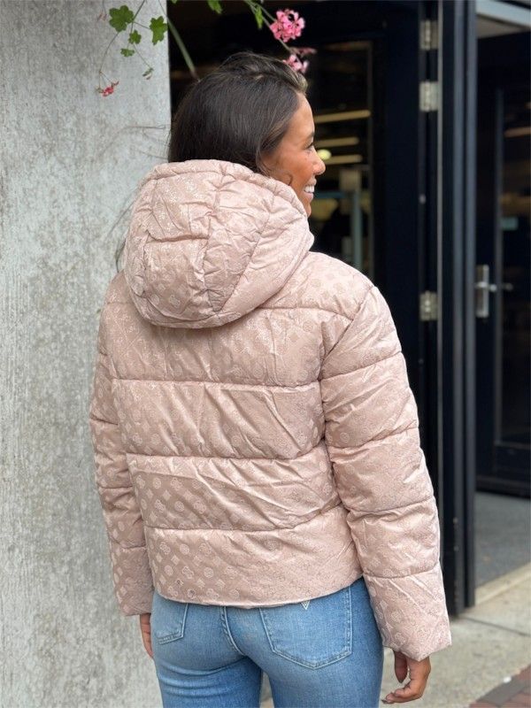 Guess - New Daisy Crop Logo Puffer - Roze