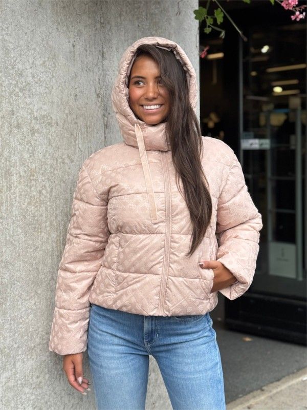 Guess - New Daisy Crop Logo Puffer - Roze