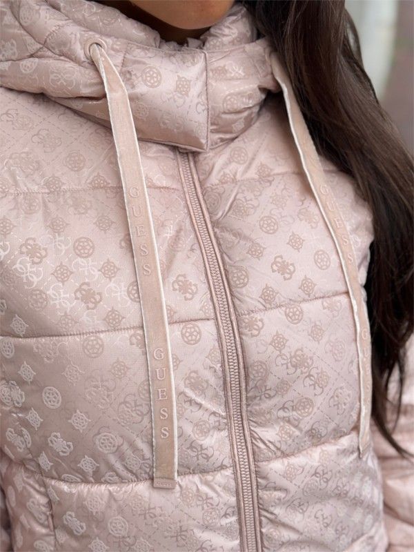 Guess - New Daisy Crop Logo Puffer - Roze