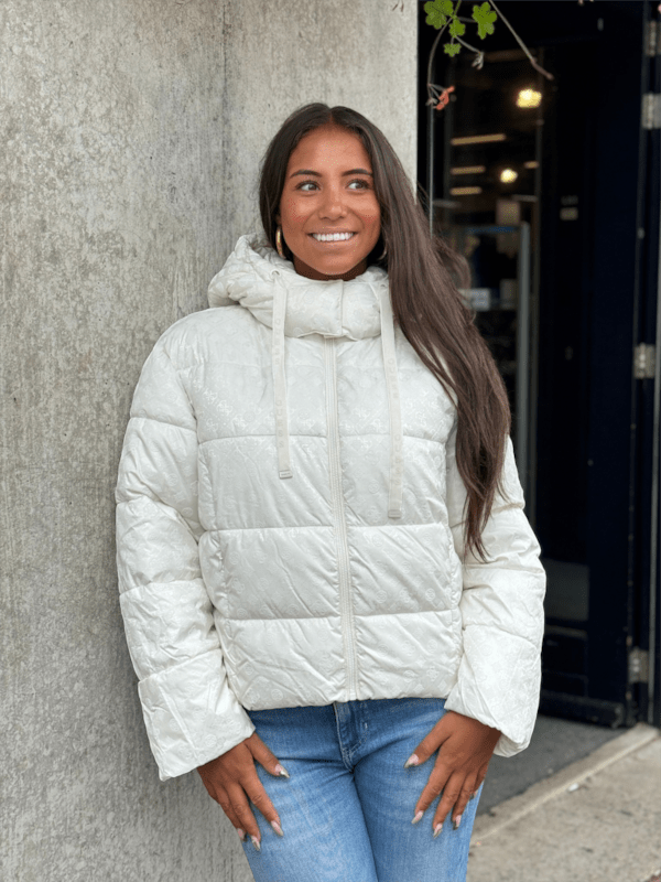 Guess - New Daisy Crop Logo Puffer - Wit
