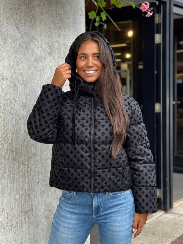 Guess - New Daisy Crop Logo Puffer - Zwart