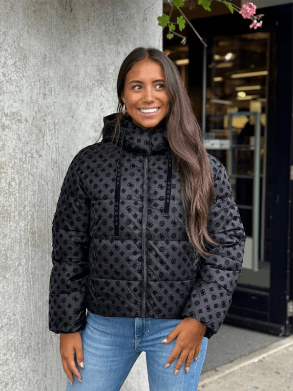 Guess - New Daisy Crop Logo Puffer - Zwart