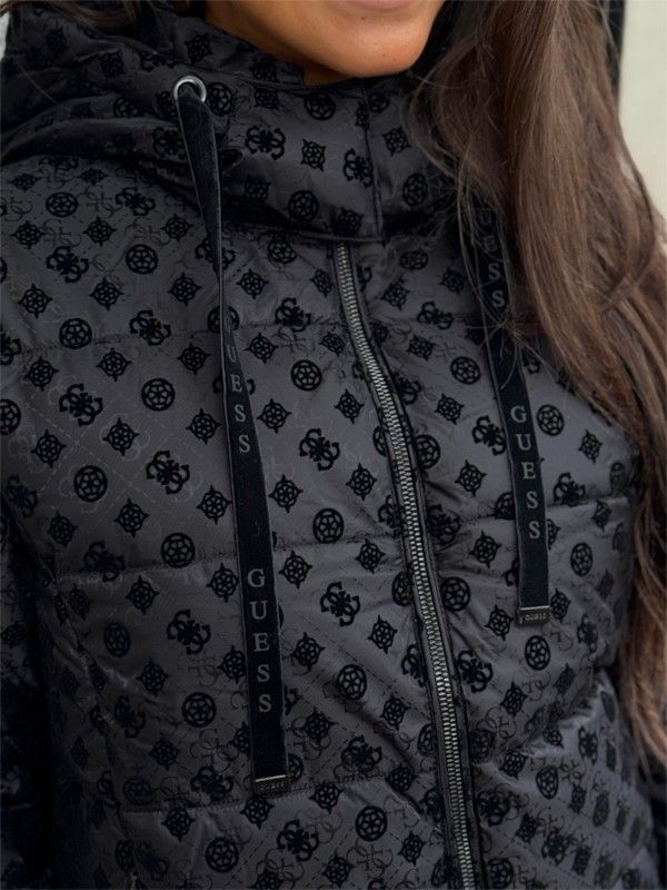 Guess - New Daisy Crop Logo Puffer - Zwart