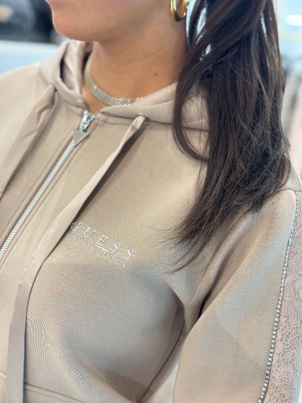 Guess - New Hooded Scuba Sweatshirt - Beige