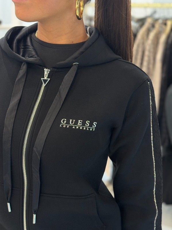 Guess - New Hooded Scuba Sweatshirt - Zwart