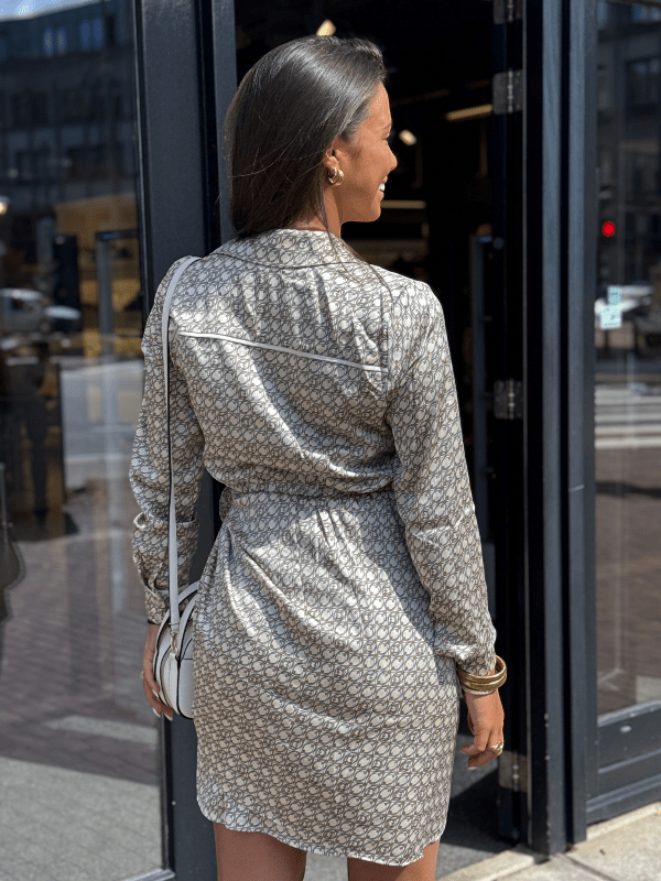 Guess - New LS Alya Printed Dress - Beige