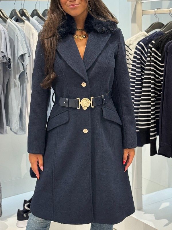 Guess - New Patrice Belted Coat - Blauw