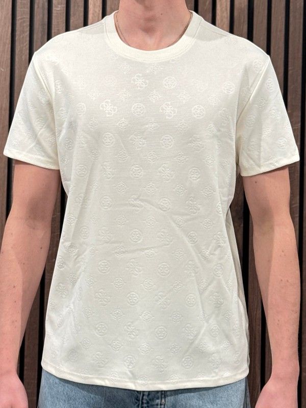 Guess - Nico Embossed Knit Ss Crew - Beige