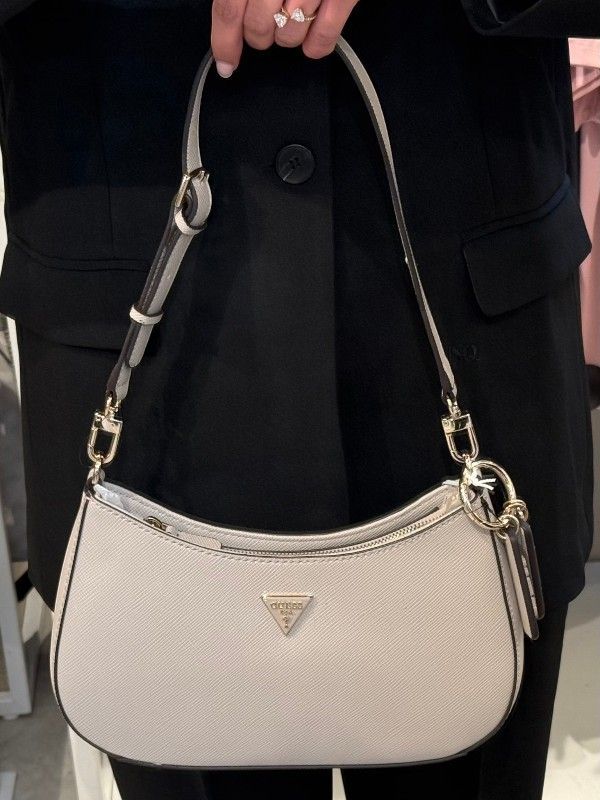 Guess - Noelle II Top Zip Shoulder Bag - Beige