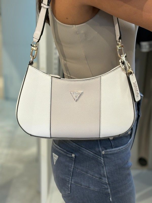 Guess - Noelle II Top Zip Shoulder Bag - Beige