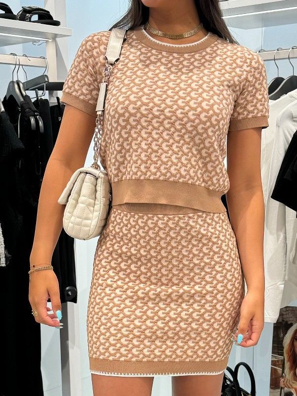 Guess - Ashley Monogram Skirt Swtr - Beige