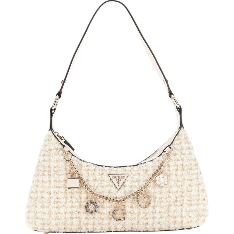 Guess - Everlee Top Zip Shoulder Bag - Beige