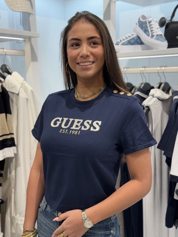 Guess Active - Cn Ss Cropped Washed Logo Tee - Blauw