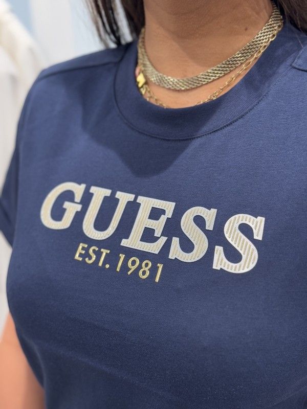 Guess Active - Cn Ss Cropped Washed Logo Tee - Blauw