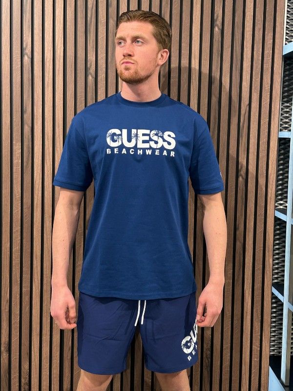 Guess - Ss Cn Guess Logo Tee - Blauw