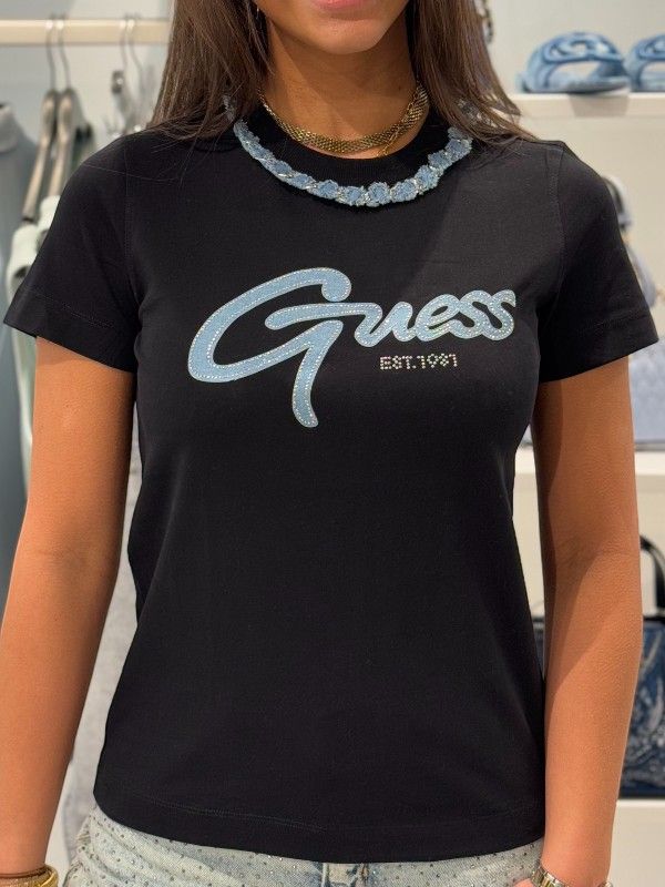 Guess Active - Cn Ss Jeans Chain Tee - Zwart