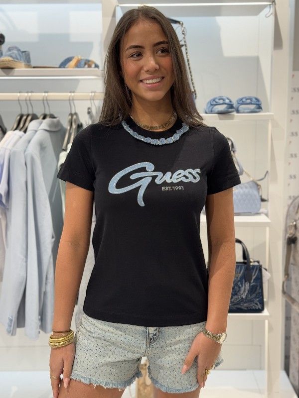 Guess Active - Cn Ss Jeans Chain Tee - Zwart