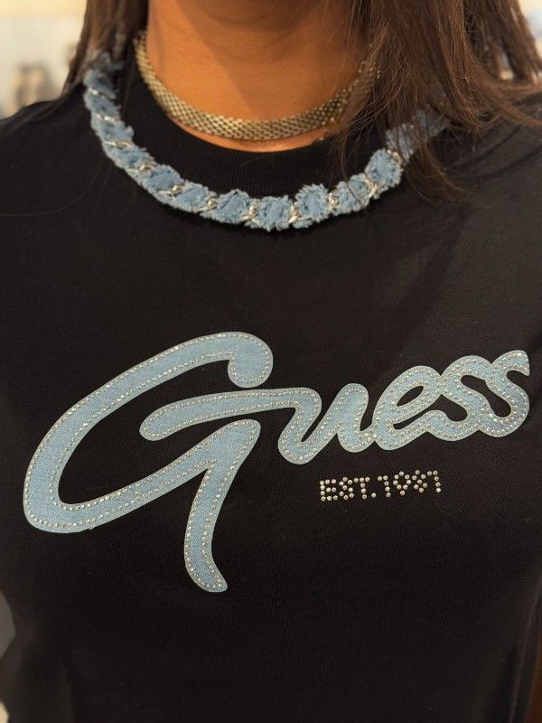 Guess Active - Cn Ss Jeans Chain Tee - Zwart