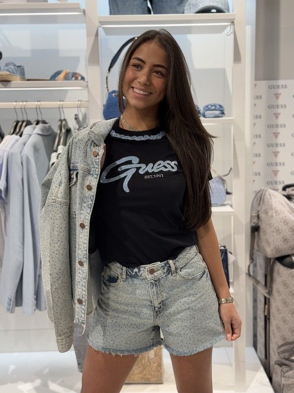 Guess Active - Cn Ss Jeans Chain Tee - Zwart
