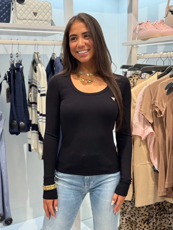 Guess Active - Colette Ls Rib Top - Zwart