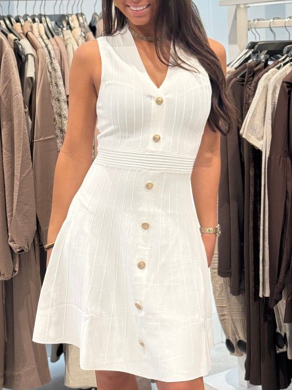 Guess - Sl Vn Amber Swtr Dress - Wit