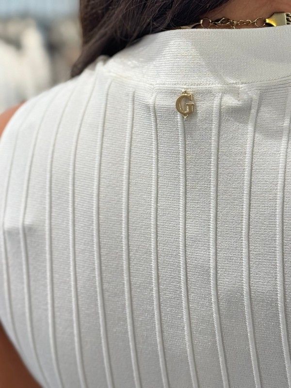 Guess - Sl Vn Amber Swtr Dress - Wit