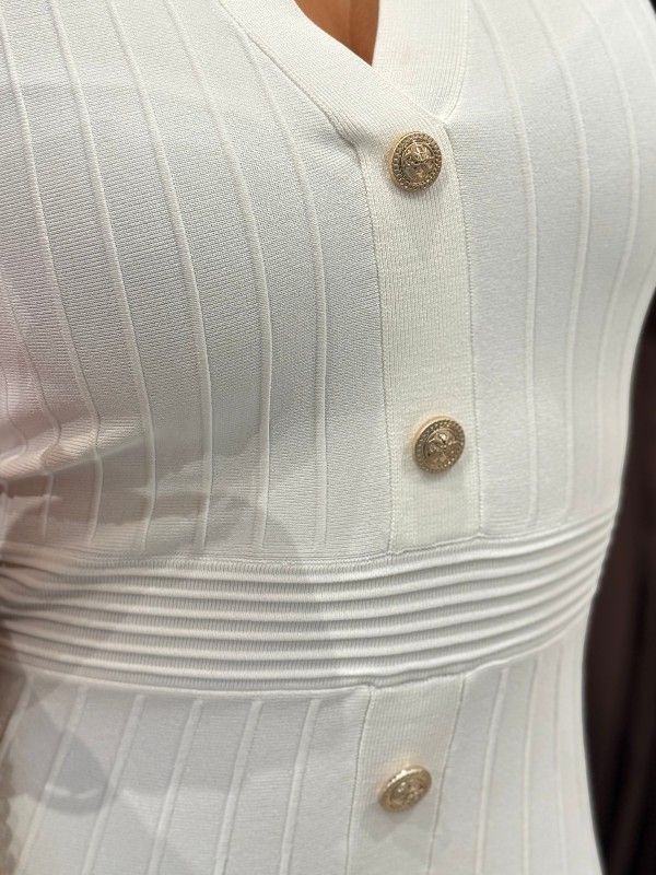 Guess - Sl Vn Amber Swtr Dress - Wit