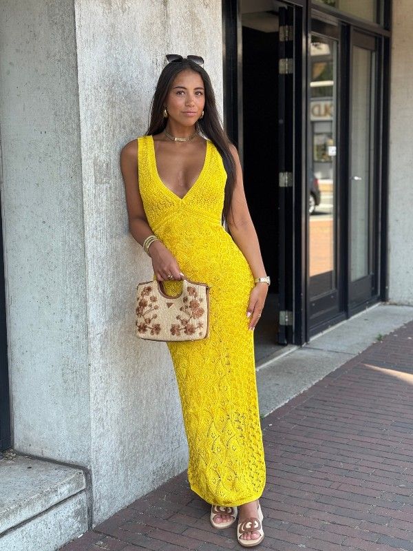 Guess - SL VN Ellie Pointelle Mixed Ma - Geel