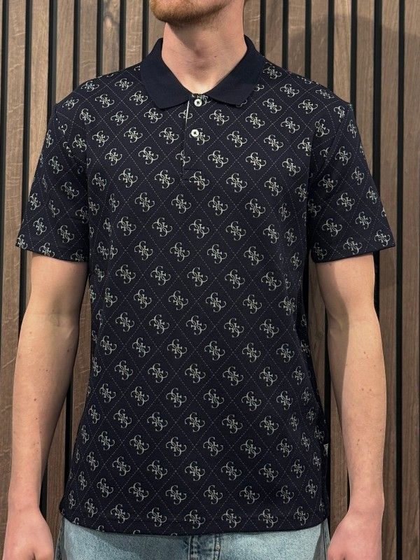 Guess - Ss All Over 4G Jacqaurd Polo - Blauw