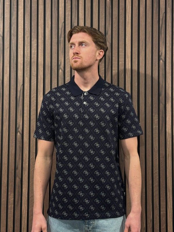Guess - Ss All Over 4G Jacqaurd Polo - Blauw