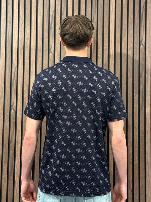 Guess - Ss All Over 4G Jacqaurd Polo - Blauw