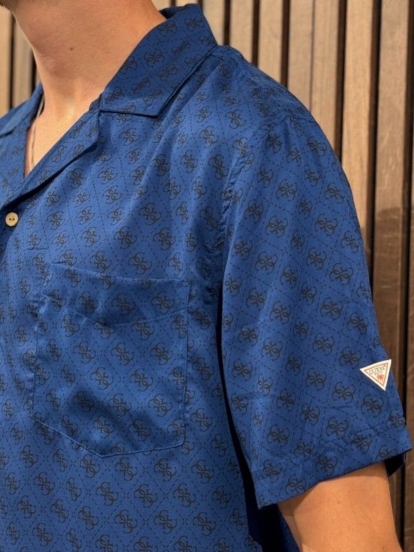 Guess - Ss Bowling Aop Shirt - Blauw