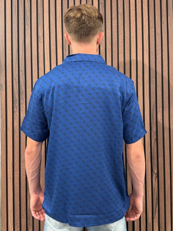 Guess - Ss Bowling Aop Shirt - Blauw