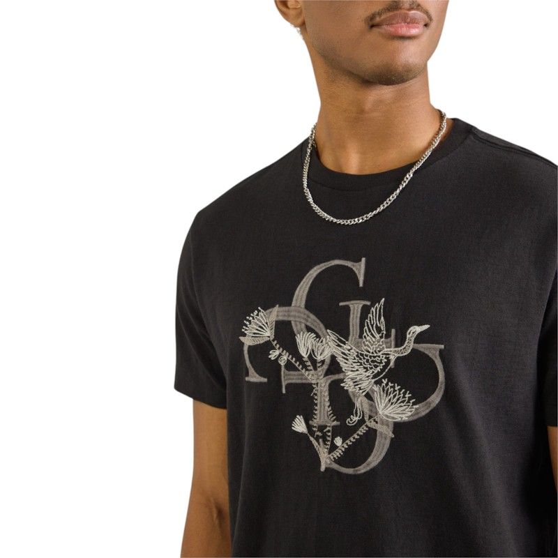 Guess - Ss Bsc Crafted Bird Tee - Zwart