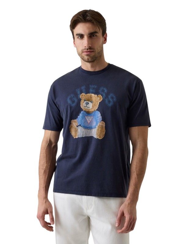 Guess - Ss Bsc Guess Bear Tee - Blauw