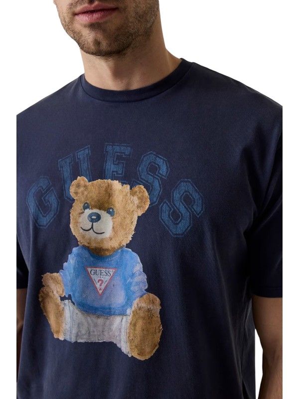 Guess - Ss Bsc Guess Bear Tee - Blauw