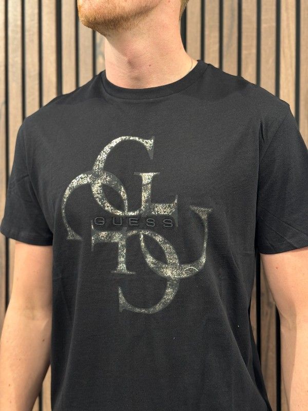 Guess - Ss Bsc Shimmer Quattro G Tee - Zwart
