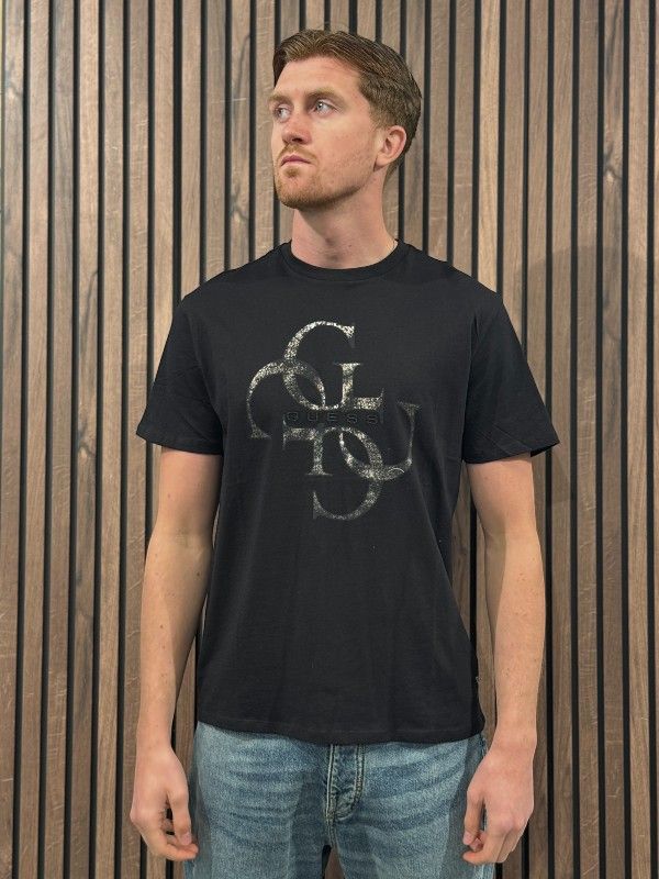 Guess - Ss Bsc Shimmer Quattro G Tee - Zwart