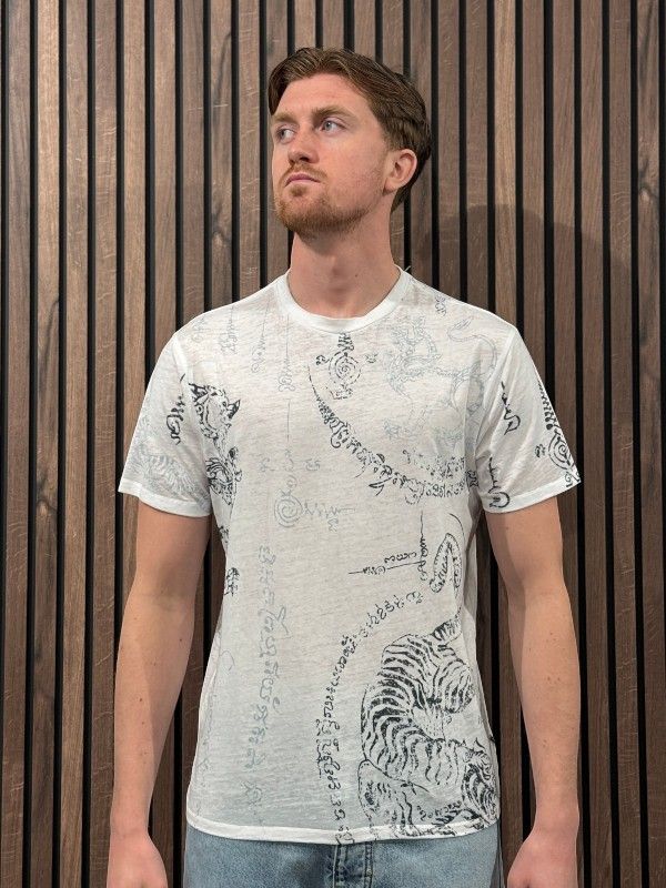 Guess - Ss Bsc Southeast Burnout Tee - Wit