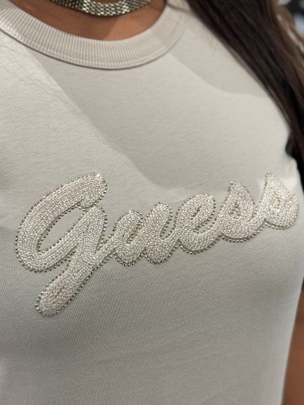 Guess - Ss Cn 3D Guess Script Tee - Beige