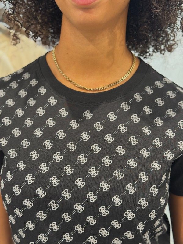 Guess - Ss Cn 4G Allover Tee - Zwart