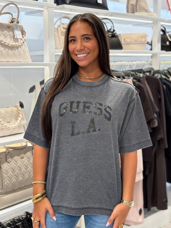 Guess - SS CN Burnout Oversize Tee - Zwart