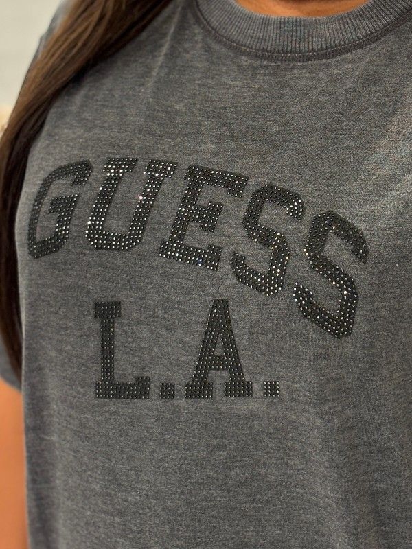 Guess - SS CN Burnout Oversize Tee - Zwart