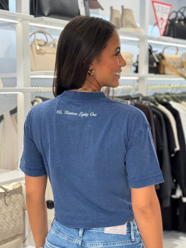Guess - SS CN Denim Logo Tee - Blauw