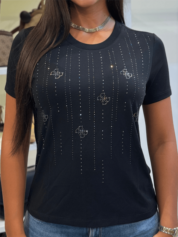 Guess - Ss Cn Diamond Fall Tee - Zwart