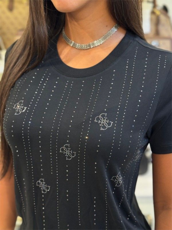 Guess - Ss Cn Diamond Fall Tee - Zwart