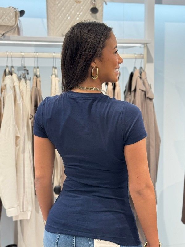 Guess - Ss Cn Feather Triangle Tee - Blauw