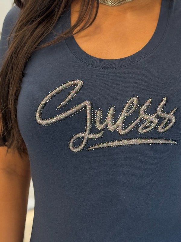 Guess - Ss Cn Guess Script Tee - Blauw