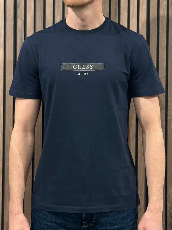 Guess - Ss Cn Logo Box Tee - Blauw